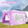 10'X10' Folding Canopy With 4 Removable Sidewalls Outdoor Event Shelter UPF 50+ Gazebo Portable Tents For Parties Beach Camping Wedding Ez Pop Up Canopy 4 Pieces Weight Bag + Carry Bag - Pink - Image 2
