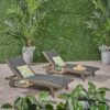Outdoor Chaise Lounge With Pull Out Tray And Wicker Seat - Gray - Image 4