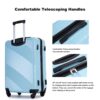 3 Piece Luggage Sets Lightweight Suitcase With Two Hooks, Spinner Wheels, (20/24/28) - Aqua Blue - Image 4