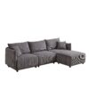 Multi Module Combination Style Sofa For Living Room And Other Lounge Spaces, Modern Minimalist Corduroy Combination Sofa With 2 Comfort Cushions With USB & C Charging Ports, 2 Sets - Gray - Image 14