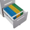 3 Drawer Mobile File Cabinet Under Desk Office, Simple Style Versatile Storage Cabinet For Legal / Letter / A4 Files, 5 Wheel Design Anti-Tilting Cold Rolled Steel Waterproof Moisture-Proof - White / Gray - Image 4