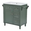Bathroom Vanity With Top Sink, Modern Bathroom Storage Cabinet & 2 Drawers And A Tip-Out Drawer, Single Sink Bathroom Vanity - Green - Image 13