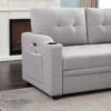 Mabel - Linen Fabric Sleeper Sectional With Cupholder, USB Charging Port And Pocket - Light Gray - Image 7