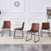 (Set of 4) Retro Chairs, Comfortable Bar Stools, Suitable For Industrial And Vintage Style Environments - Brown - Image 4