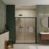 Single Sliding Shower Door, Thick Clear Tempered Glass Shower Door With Stainless Steel Handle - Black - Image 2