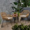 Outdoor Rattan Accent Chair With Metal Legs - Beige - Image 9
