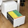 3 Drawer Mobile File Cabinet Under Desk Office, Simple Style Versatile Storage Cabinet For Legal / Letter / A4 Files, 5 Wheel Design Anti-Tilting Cold Rolled Steel Waterproof Moisture-Proof - White - Image 24