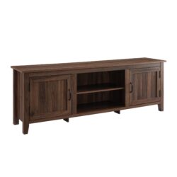 Modern Farmhouse 2 Door Grooved 70" TV Stand For TVs - Dark Walnut