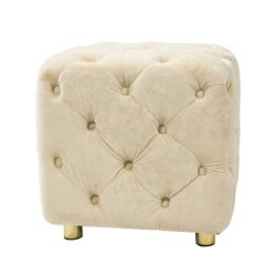 Modern Velvet Upholstered Ottoman, Exquisite Small End Table, Soft Foot Stool, Dressing Makeup Chair, Comfortable Seat For Living Room, Bedroom, Entrance - Beige