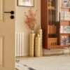 Floor Metal Vases Decorated White Metal Vases (Set of 3) Gorgeous Home Decoration Large Glazed Metal Vases - Golden - Image 23