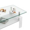 Modern Rectangular Coffee Table & Tempered Glass Top Layer, Table For Living Room - Transparent - Image 6