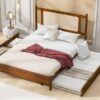 Queen Size Platform Bed With 2 Big Drawers Twin Size Trundle - Brown - Image 14