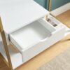 Metal Clothes Rack Open Wardrobe Free Standing With One Drawer Hanging Clothes Rod - White / Gold Metal - Image 3