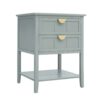 2 Drawer Side Table, American Style, End Table, Suitable For Bedroom, Living Room, Study - Light Gray - Image 8