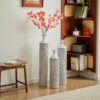 Modern Floor Vase Set Metal Vases With Geometric Pattern, 3 Piece Home Decor Set - White / Black - Image 7