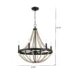 Starry - Chandelier Farmhouse Six Candle Light Wood Beaded Pendant Light For Dining Room - Black / Clear - Image 6