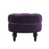 Dawn - Tufted Round Ottoman Nailhead Accents - Purple - Image 4