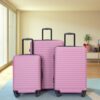 3 Piece Luggage Sets Lightweight Suitcase With Two Hooks, Spinner Wheels, Tsa Lock, (20/24/28) - Pink - Image 2