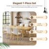 Topmax - 7 Piece Traditional Extendable Dining Table Set With Butterfly Leaf And 6 Upholstered Dining Table Set - Natural - Image 2