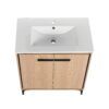 30" Bathroom Vanity Base With Basin And Storage Cabinet - Oak - Image 12