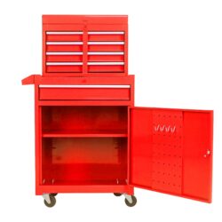 Rolling Tool Chest, 5 Drawer Tool Box Organizer With Lockable Wheels & Sliding Drawers & Detachable Top & Adjustable Shelf, Tool Storage Cabinet For Garage Workshop - Red