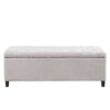 Elegant Design Tufted Top Soft Close Storage Bench Upholstered - Natural - Image 4