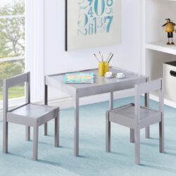 Della - 3-Piece Solid Wood Kids Table & Two Chair Set - Gray