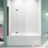Frameless Folding Pivot Bathtub Door With Clear Tempered Glass - Black - Image 2