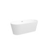 Freestanding Bathtub, Modern & Contemporary Design Soaking Tub With Toe-Tap Drain In Chrome And Classic Slotted Overflow - Glossy White - Image 9