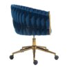 Woven Office Chair, Vanity Chairs With Wheels, Height Adjustable, 360 Degree Swivel For Bedroom, Living Room - Blue - Image 4