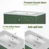Bathroom Vanity, Modern Bathroom Cabinet With Sink Combo Set, Bathroom Storage Cabinet With A Soft Closing Door And 3 Drawers, Solid Wood Frame - Green - Image 8