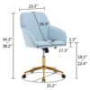 Adjustable Office Chair, Ergonomic Swivel Chair With Golden Base, Comfortable For Long Sitting - Baby Blue - Image 15
