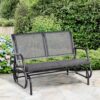 Outsunny - 2 Person Outdoor Glider Bench, Patio Double Swing Rocking Chair Loveseat With Powder Coated Steel Frame For Backyard Garden Porch - Gray - Image 9