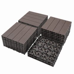 Wood Plastic Composite Deck Tiles (Set of 20), Sustainable Composite Decking Resist Rust, Water, Weather, Easy To Diy & Maintain, Ideal For Patios, Balconies, Rooftops - Light Coffee