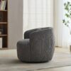 Upholstered Metal Base 360 Degree Swivel Barrel Soft Chair With Pillow, For Club, Living Room, Bedroom, Office As Well As Reading Armchair - Charcoal - Image 6