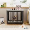 Furniture Style Dog Crate For Small And Medium Dogs, Wooden Cage Indoor Kennel Furniture, Modern Dog Crate End Table With Double Doors - Gray - Image 2
