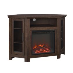 Classic Glass Door Fireplace TV Stand For Tvs Up To 55" - Brown