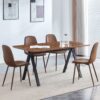 Modern Transferred Leg Backrest Dining Chair And Herringbone Dining Table Set Model Of Elegance And Durability For Home Furnishing - Brown / Walnut - Image 5