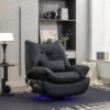 270 Swivel Glider Recliner Chair, Power Recliner Rocking Chair, USB Port Charge For Nursery Chair With Atmosphere Lamp For Living Room Bedroom Apartment - Black - Image 8