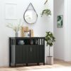 Homcom - Sideboard Buffet Cabinet, Kitchen Cabinet, Coffee Bar Cabinet With 2 Doors And Adjustable Shelves For Entryway Living Room - Black - Image 9