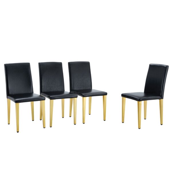 (Set of 4) Backrest Chairs With Gold Metal Legs A Perfect Pairing, Ideal For Minimalist And Modern Home Decor Styles - Black / Gold