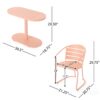 Outdoor Metal Seating Set With Coffee Table And 2 Chairs - Pink - Coral - Image 3
