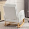 Accent Rocking Chair With Footrest High Back Rubber Wood Rocking Legs Bedroom Living Space - White - Image 2