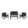 4 Piece Outdoor Chair Set With Weather Resistant Cushion - Dark Gray - Image 4