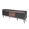 Mid Century TV Stand With 2 Cabinets & Open Compartments, Entertainment Center For Tvs Up To 70'', Television Console For Living Room - Dark Coffee / Black - Image 15
