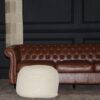 Semi Rounded Pouf Cable Knitted Handmade Seating And Footrest - Beige - Image 6