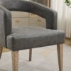 Wide Modern Barrel Open Back Upholstered Accent Chair With Weathered Solid Wood Legs Dining Chairs For Dining Room, Club, Kitchen And Living Room - Gray - Image 7