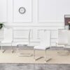 (Set of 4) Material Bow Shaped Chairs Adding Fashion To Minimalist And Contemporary Home Styles - White - Image 5