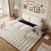 Pull Out Sofa Bed, 3 Seat Convertible Sleeper Sofa With 2 In 1 Pillow And Blanket Set Multifunctional Velvet Loveseat Bed - Beige - Image 6