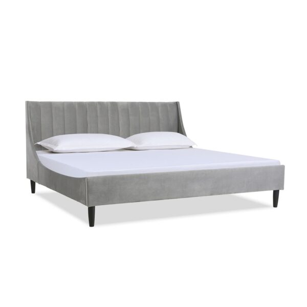 Aspen - King Vertical Tufted Modern Headboard Platform Bed Set - Opal Gray